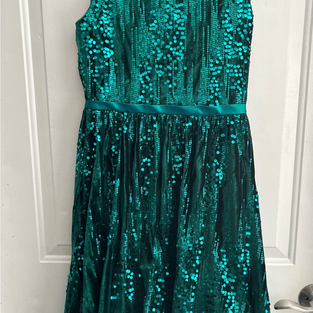 Rare Editions Teal Sequin Kids Formal Dress